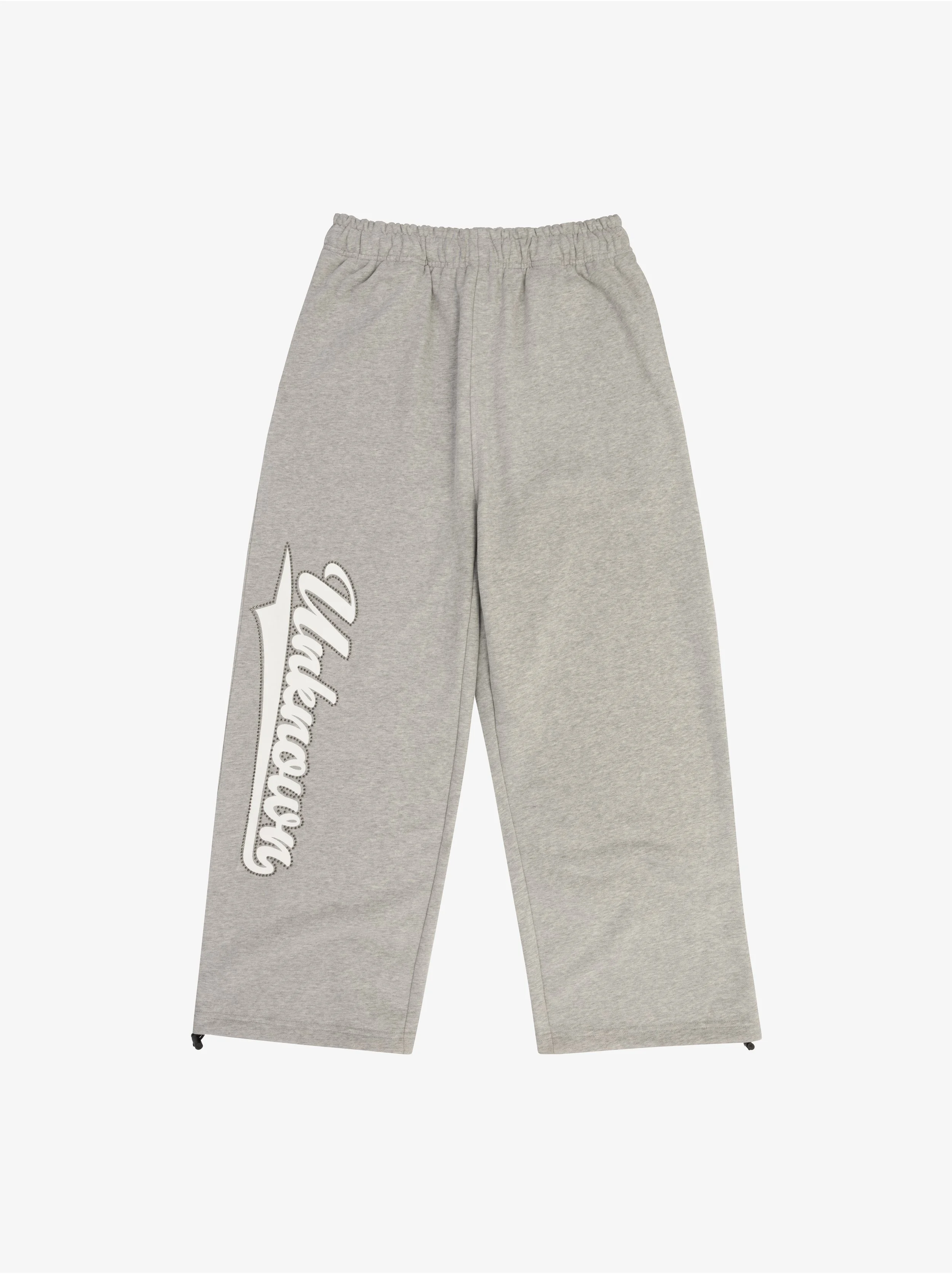 GREY BAGGY SWOOSH JOGGERS — UNKNOWN LONDON
